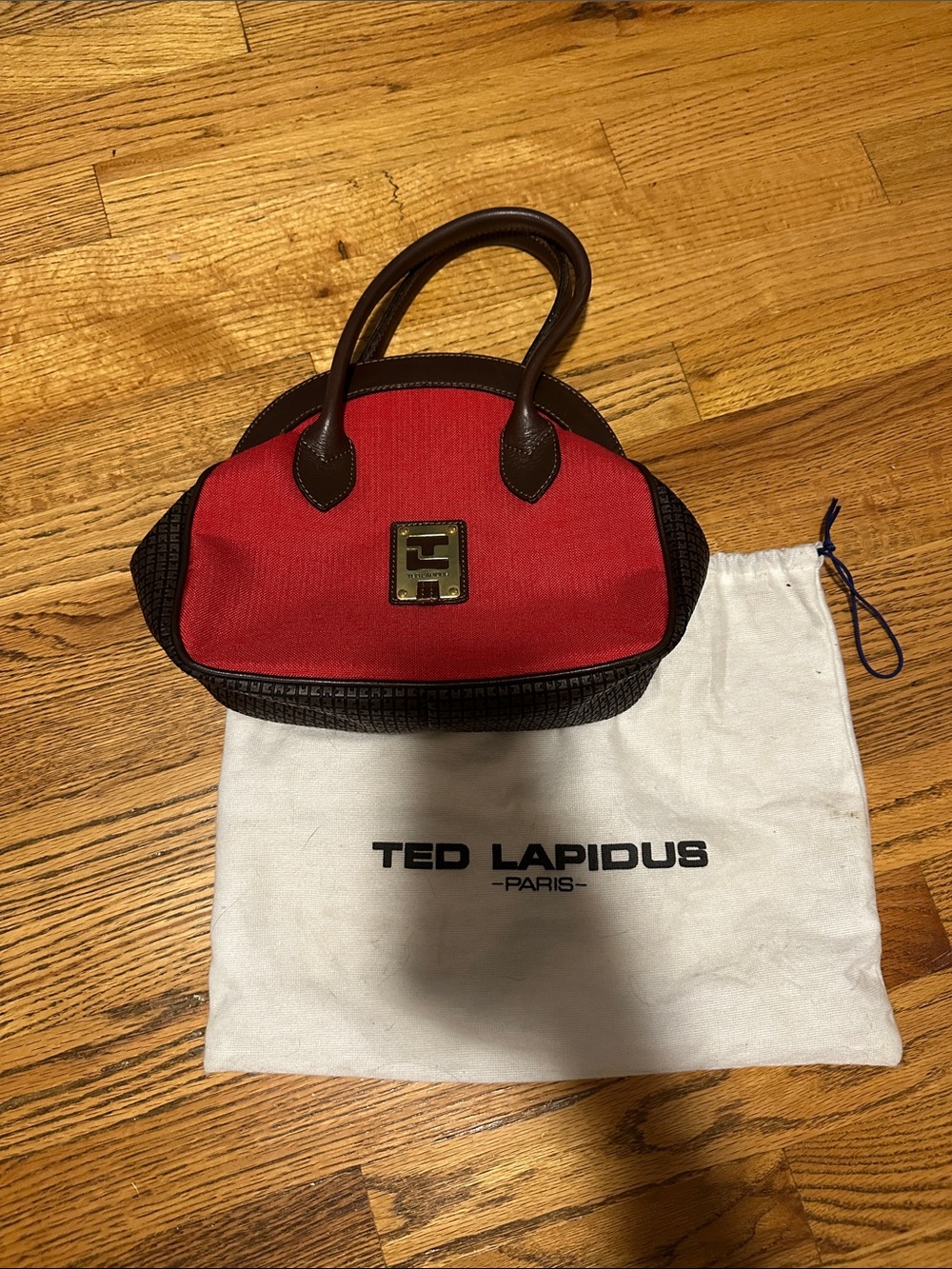 Ted Lapidus Red and Brown Women's Top-Handle Bag